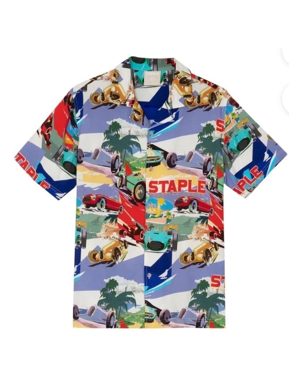 STAPLE PARADIS CAMP SHIRT Pigeon Short Sleeve Casual Button Front Shirt Size 2XL